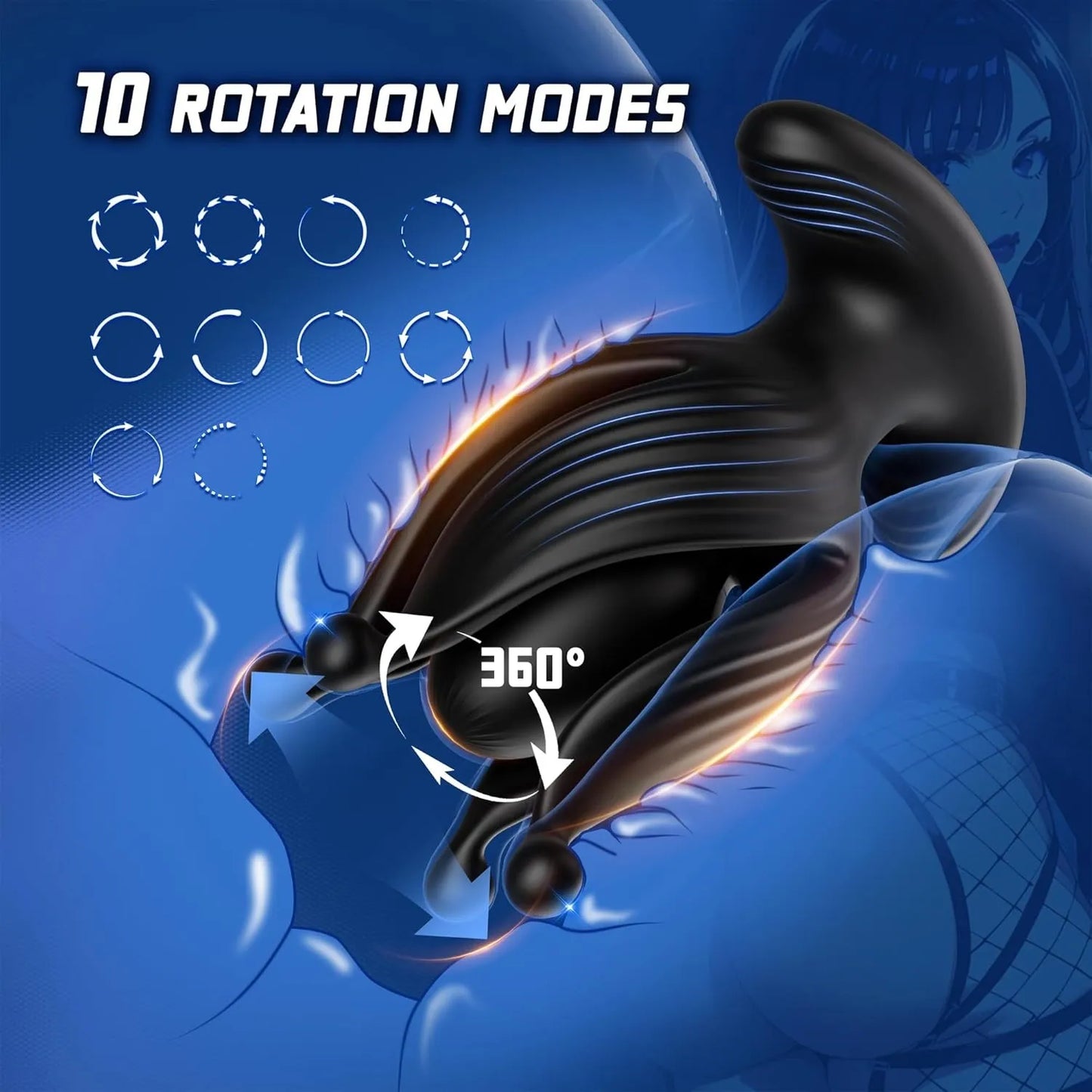 APP-Controlled Prostate Massager – 10 Vibration & 10 Rotation Modes