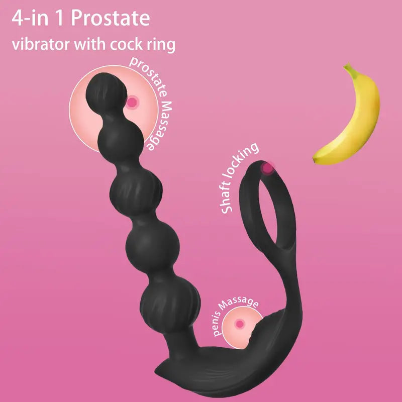 1pc Anal Plug Vibrator With Penis Ring Sex Toys, Male Prostate Massage Vibrator Anal Plugs Penis Ring Delay Ejaculation Vibrator Wireless Control Sex Toys For Men And Women
