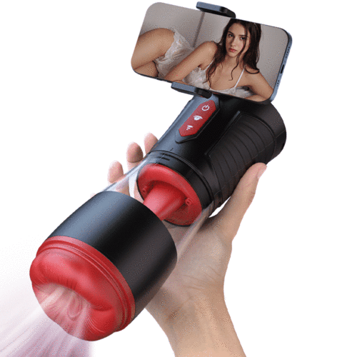 LickMe Smart Voice Masturbator with Phone Holder – 4 Suction & 7 Tongue-Licking Modes