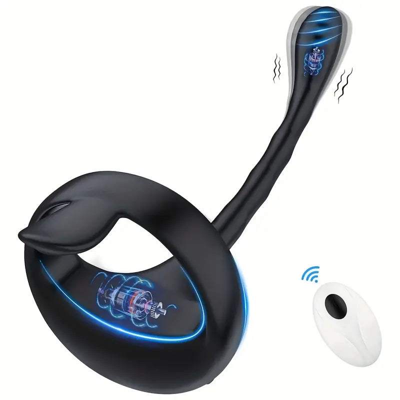 Vibrating Cock Ring Taint Stimulator With Double Bullet, Remote Control Anal Butt Plug Prostate Massager Penis Ring Male Vibrators