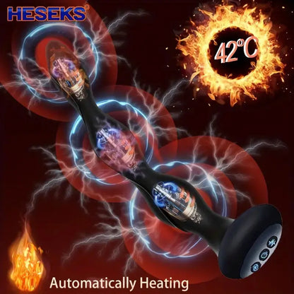 Bendable Electric Anal Plug Pulse Heating Prostate Massager Sex Toys 3-in-1 Sweetstoy
