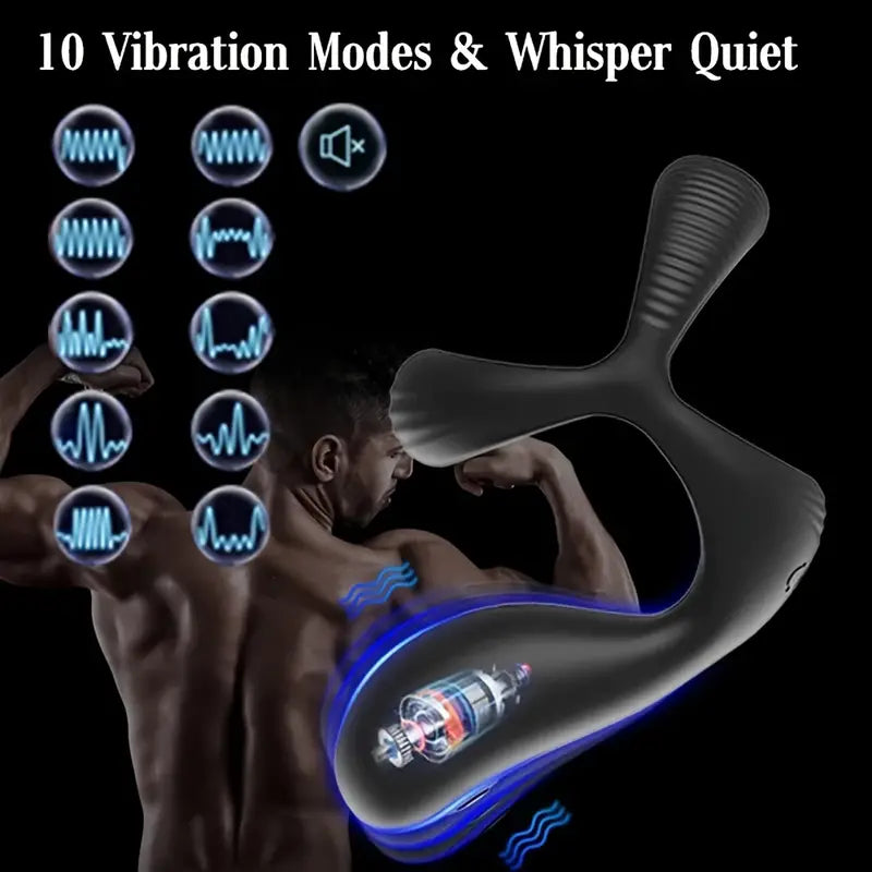 Vibrating Cock Ring, Silicone Penis Rings With 10 Intense Vibration Modes