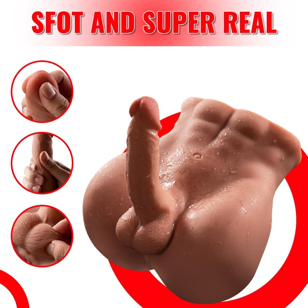 ST-MTD-BL83 Male Torso Doll with Flexible Dildo – Black Edition