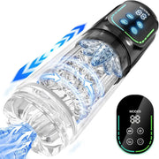 Black Air-Control Motion Stroker with LCD controls and textured sleeve