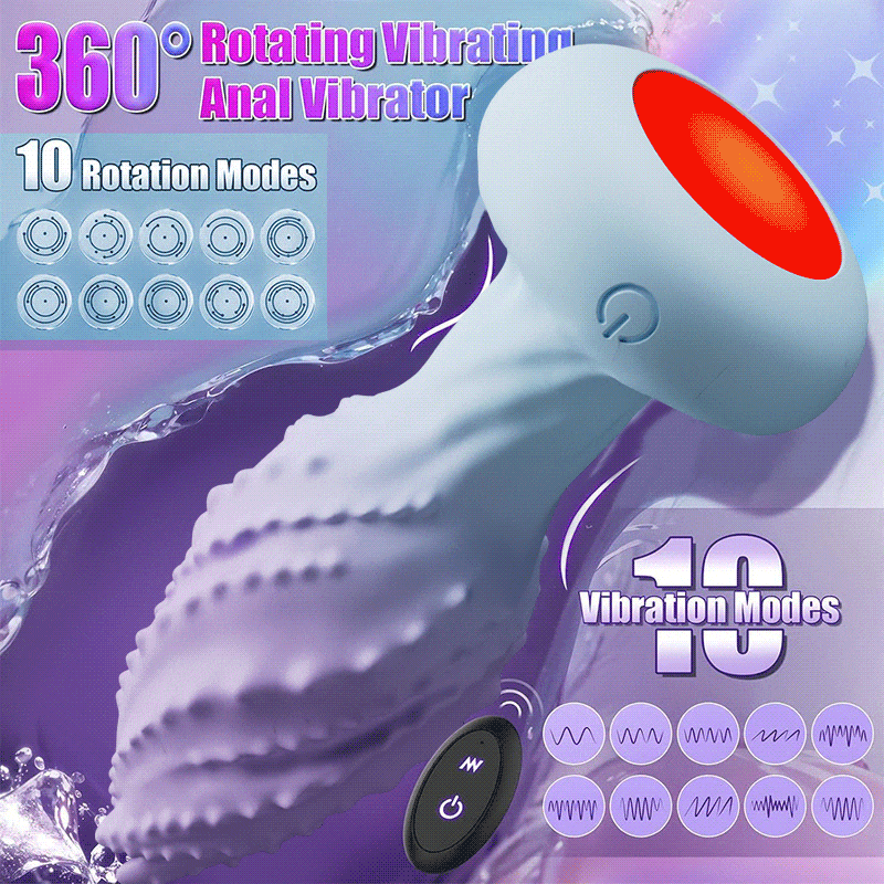 Little Monster 360° Rotating Anal Vibrator with 10 Vibration Modes & 7-Color LED Lights