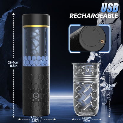 STORM -Blue Whirlwind Rotating Stroker with Telescopic Stimulation
