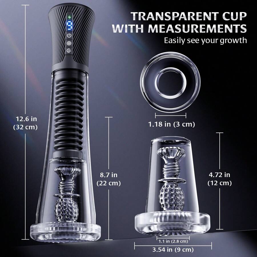 Clear Male Visual Penis Enlargement Pump APP Controlled 9 Vibrating & 5 Sucking Modes