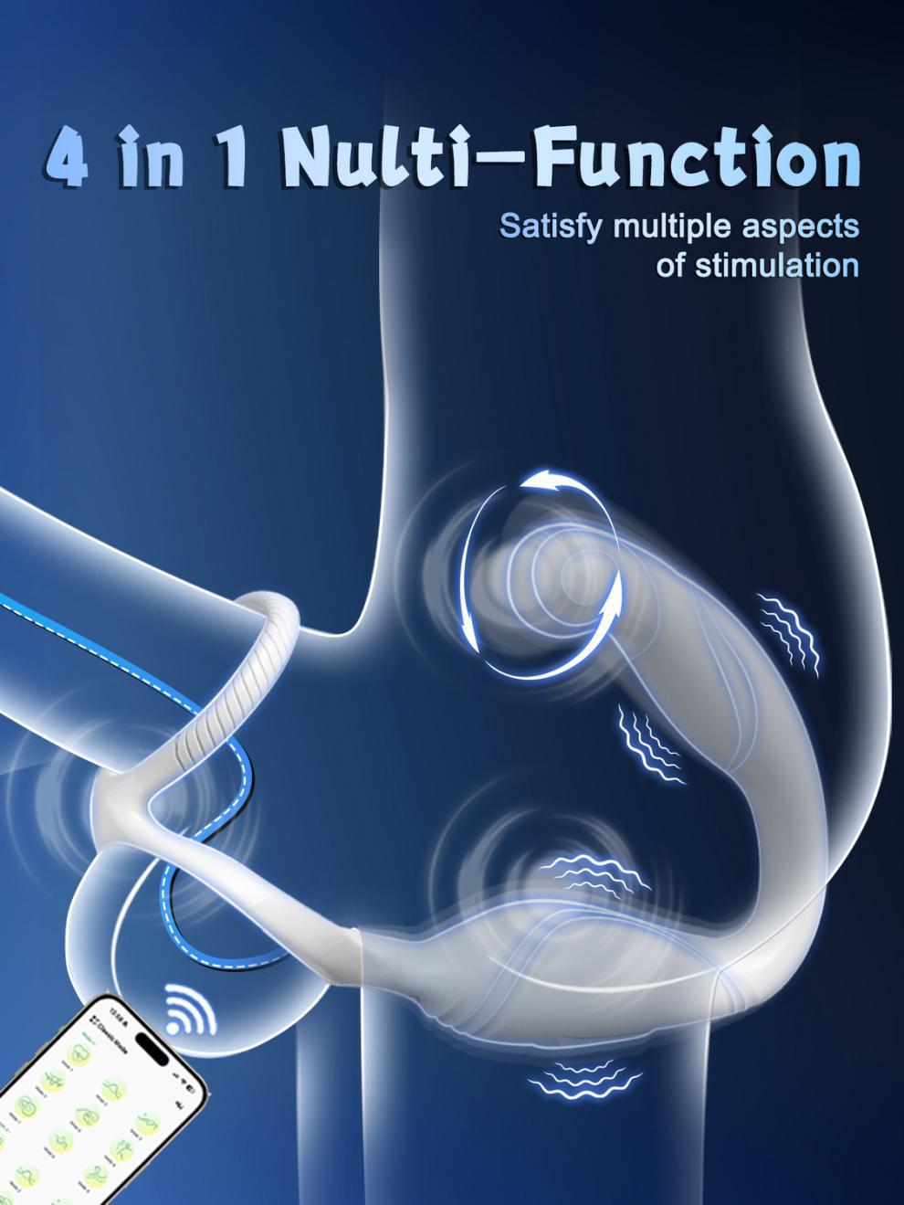 Electric Rotating & Vibrating Prostate Massager with App Control