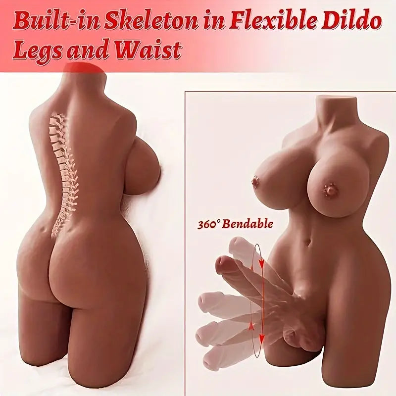 Unisex With Huge Dildo Erotic Sex Toy Pocket Sex Doll Sex Torso With Big Boob