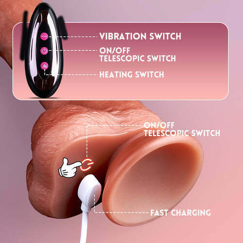 Wald Vibrating 3 Telescoping Swinging Lifelike Dildo Vibrator 8.86 INCH