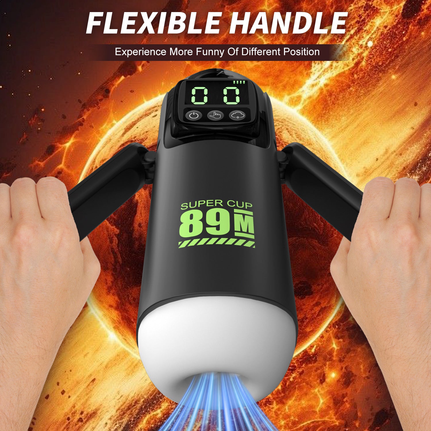 Phantom Male Masturbator – 7 Suctions, 7 Vibrations & Textured Channel with Dual Handles