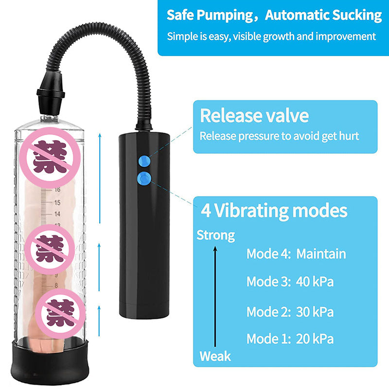 Electric penis pump enlargement vacuum pump with 3 penis pump sleeves and 1 vagina mold