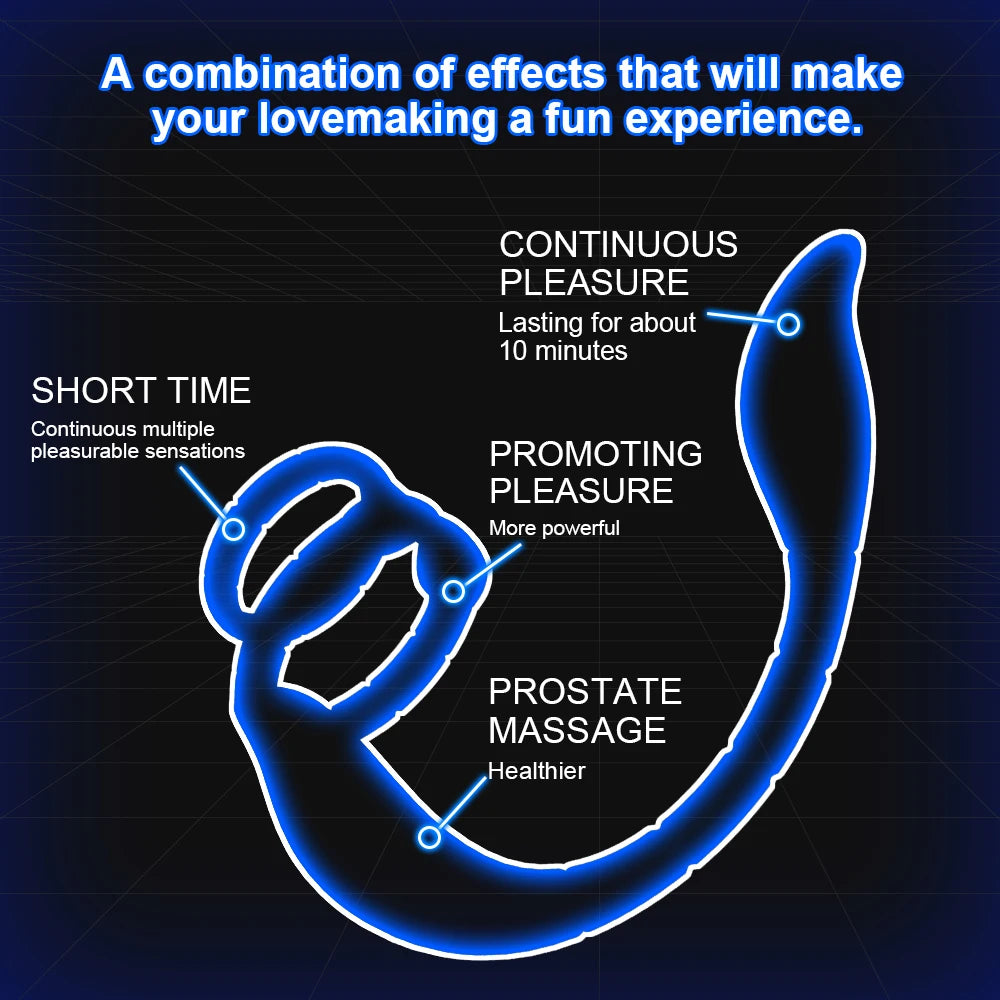APP-Controlled Cock Ring with Anal Plug – 2-in-1 Prostate Vibrator for Men