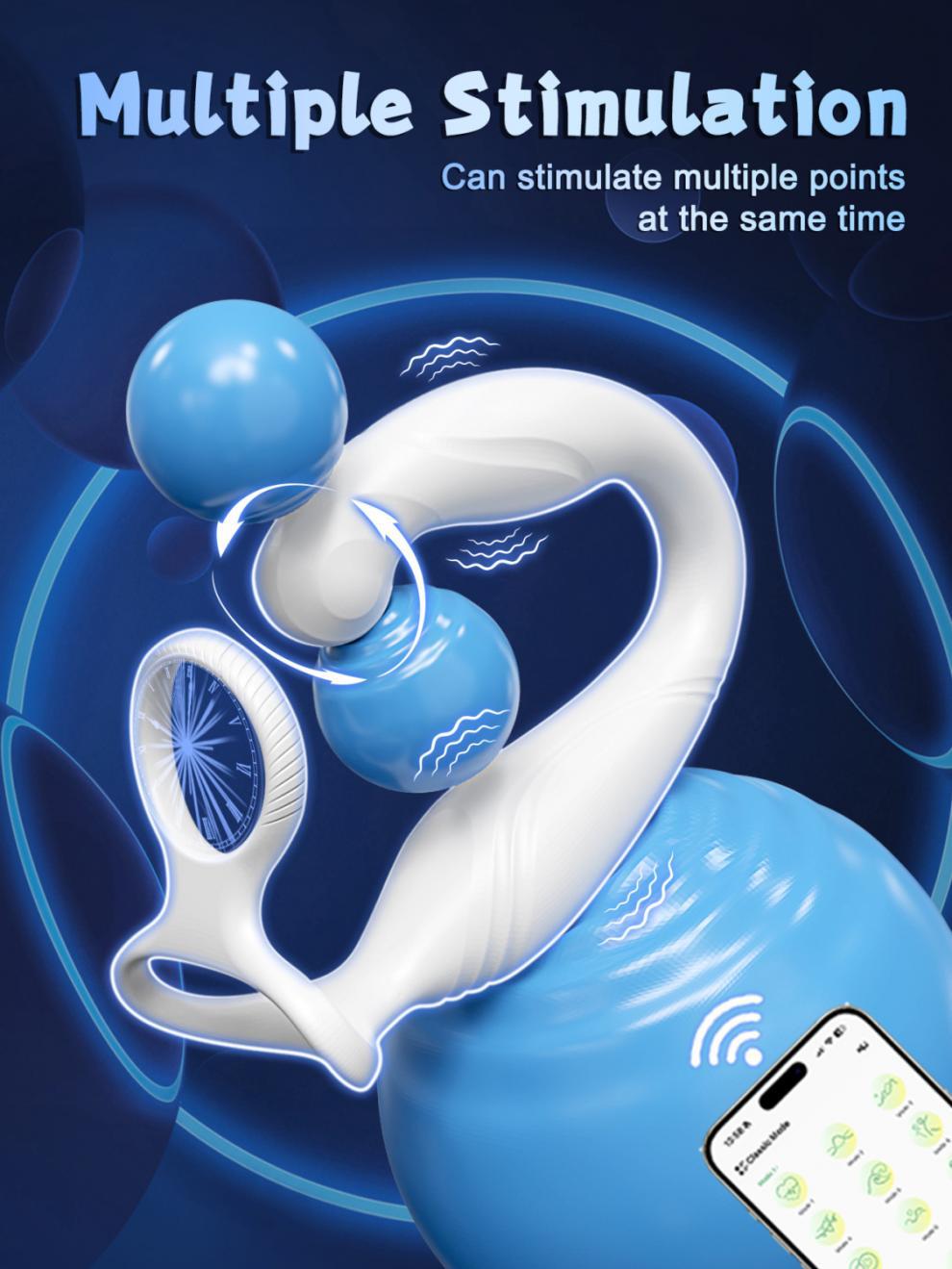Electric Rotating & Vibrating Prostate Massager with App Control