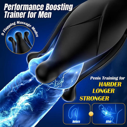 Close-up of black expandable prostate massager petal pulsation design