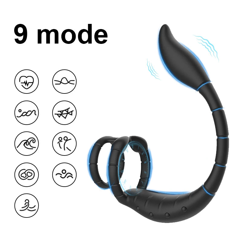 APP-Controlled Cock Ring with Anal Plug – 2-in-1 Prostate Vibrator for Men