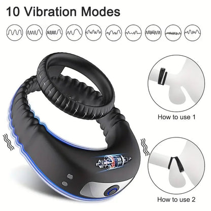 Silicone vibration lock semen ring massage ring diamond ring double ring Sweetstoy