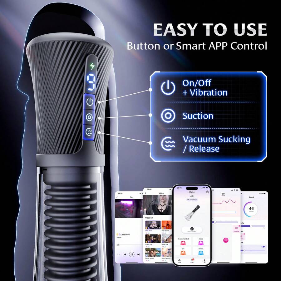 Clear Male Visual Penis Enlargement Pump APP Controlled 9 Vibrating & 5 Sucking Modes