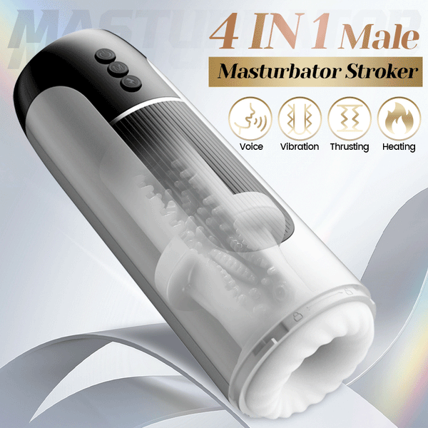 4 In 1 Male Masturbator Stroker 7 Vibrating & Thrusting Modes Heating & Vioce Function