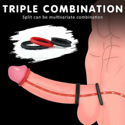 Luna Silicone Cock Ring Set – 3-in-1 Adjustable 1.5 Inch Flexible Ring System
