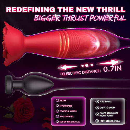 APP Thrusting Anal Vibrator Plug – Remote Control Rose Sex Toy