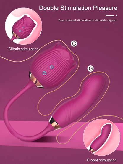 Rose X2 Dual-Stimulation Vibrator with Air Pulse, Flutter Motion & 10 Modes