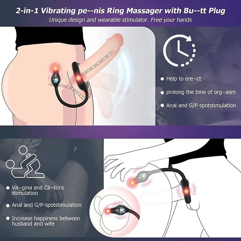 Cock Ring Butt Plug Male Prostate Massager Toys For Men