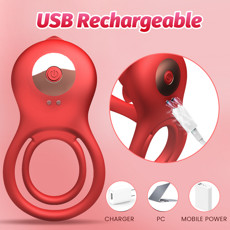 Vibrating penis ring for couples remote control dual-motor with rose clitoral simulator