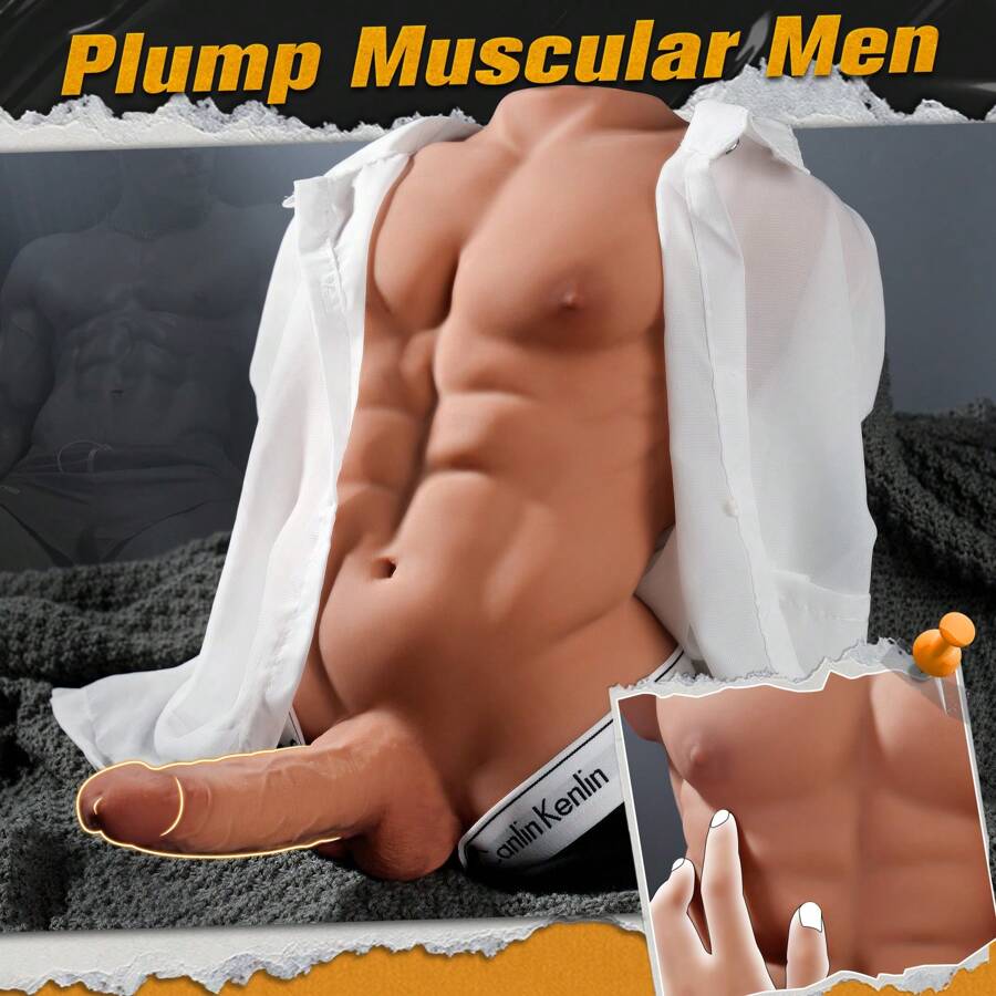 20.6lb Male Torso Sex Doll: Realistic Skin, Simulated Penis, Easy Clean – Adult Sex Toys