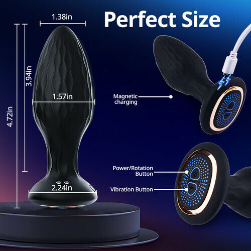 Remote & LED Anal Plug: 360° Rotation & 9 Vibration