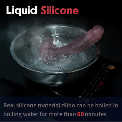 9-Inch Realistic Silicone Dildo with Strong Suction Cup – Soft, Skin-Like Feel for Hands-Free Play