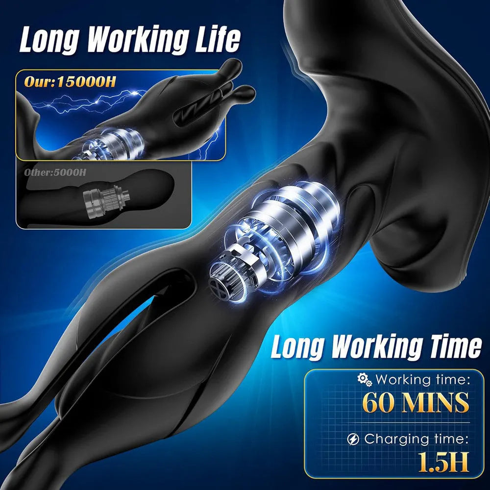 Close-up of expandable pulsation mechanism with charging and runtime graphic