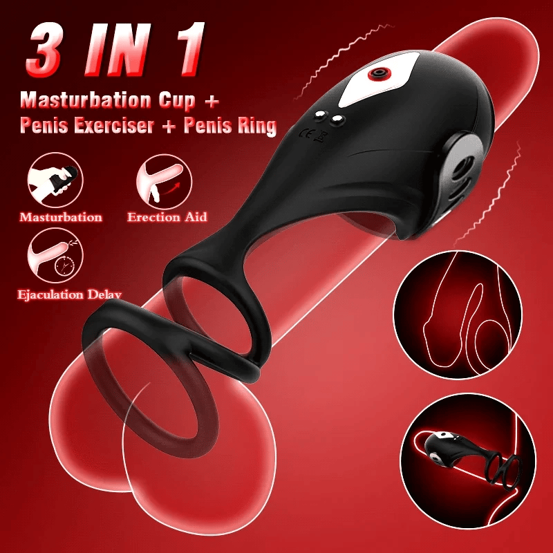 APP Control Glans Stimulate Penis Massage Adult Toys with Dual Penis Rings