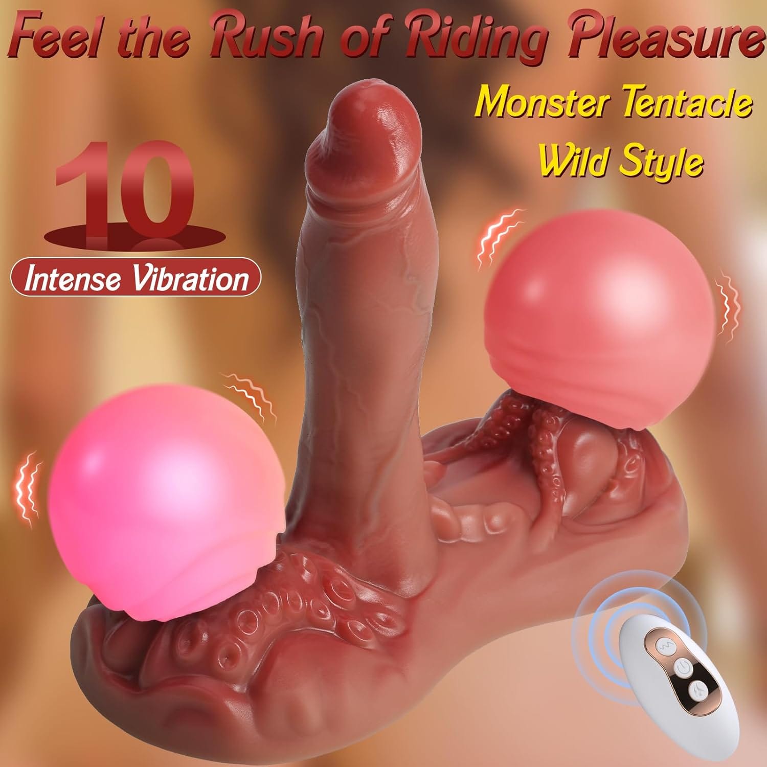 4-in-1 Riding Dildo Vibrator – Monster Power with Remote Control