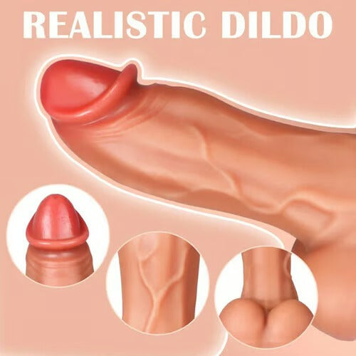 9 Inch Thick Realistic Thrusting & Vibrating Dildo – Multi-Mode Lifelike Silicone Stimulator