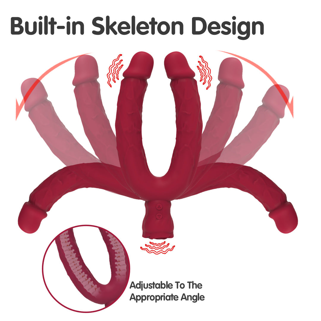 Y-Lover Double-Sided Rose Bloom Vibrator – Dual-End Dildo for Internal & External Pleasure