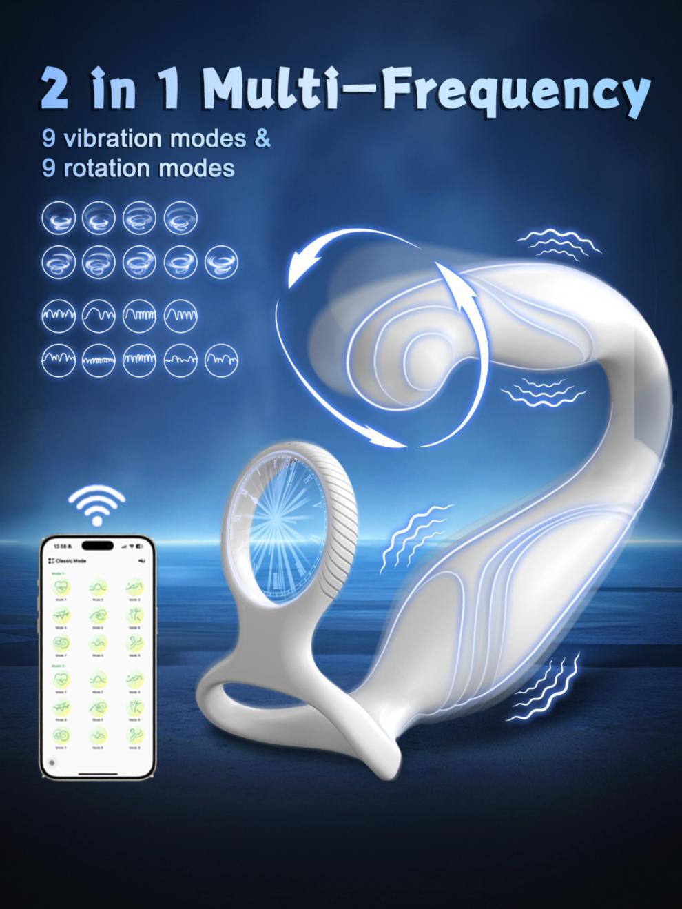 Electric Rotating & Vibrating Prostate Massager with App Control