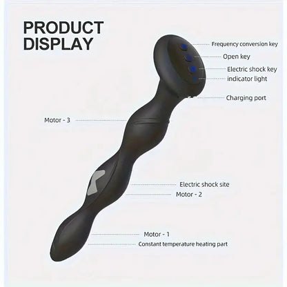 Bendable Electric Anal Plug Pulse Heating Prostate Massager Sex Toys 3-in-1 Sweetstoy