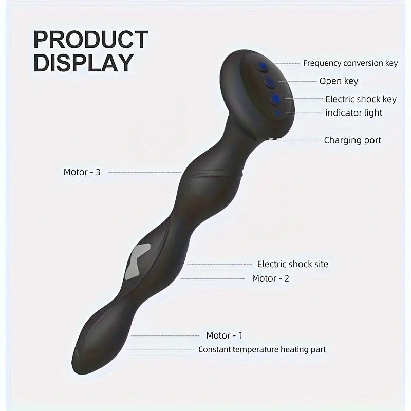 Bendable Electric Anal Plug Pulse Heating Prostate Massager Sex Toys 3-in-1