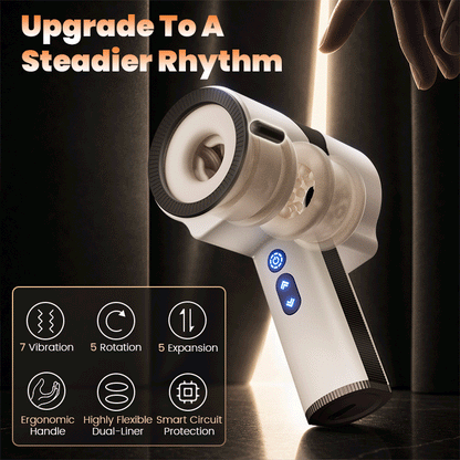 Raiden stroker with seven vibration, five rotation and five expansion settings