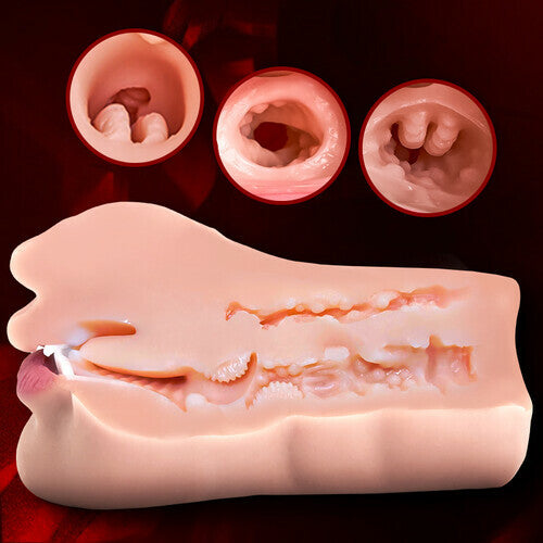 1.76 lbs 2 in 1 Pocket Pussy 3D Realistic Textured Clitoris & Oral