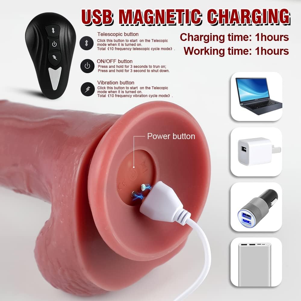 Electric Thrusting & Vibrating Dildo – 3 Speeds & 10 Frequencies