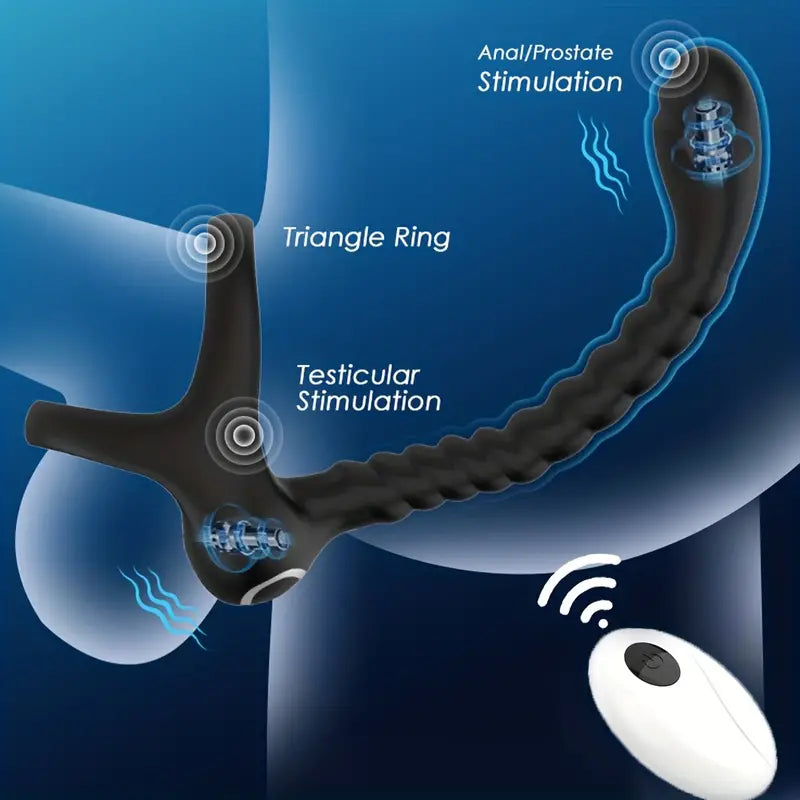 Anal Butt Plug Cock Ring Prostate Stimulator with Remote Control 10 Vibrating Modes
