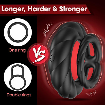 Pro-Stamina Vibrating Penis Ring – Dual Motor, 10 Modes & IPX7 Waterproof