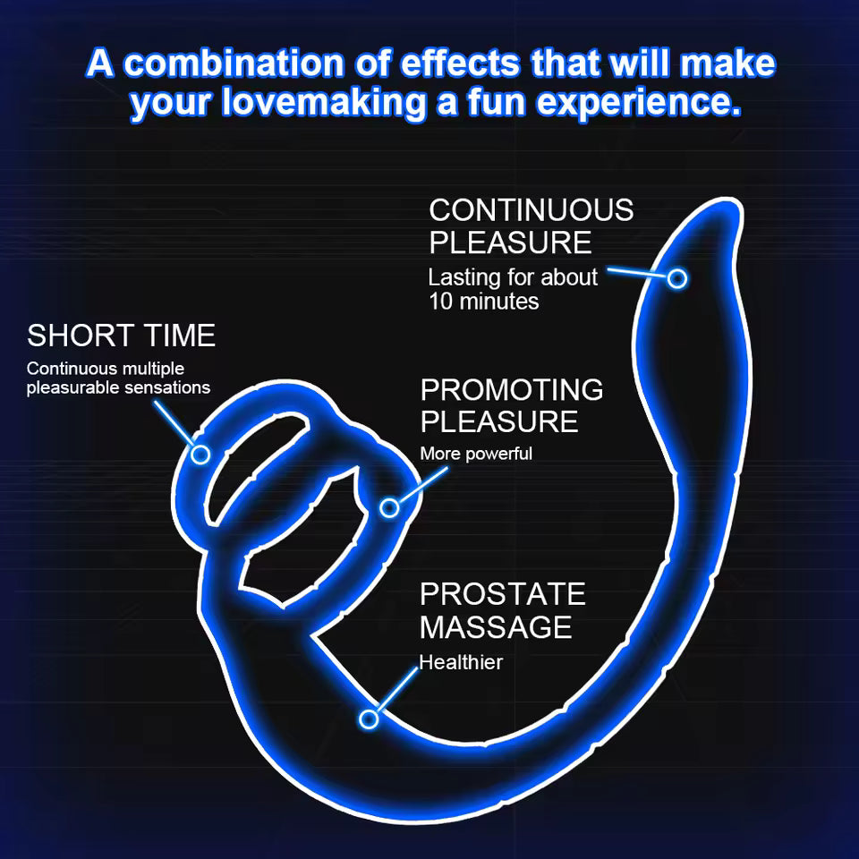 APP-Controlled Cock Ring with Anal Plug – 2-in-1 Prostate Vibrator for Men