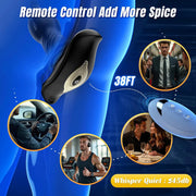 Black expandable prostate massager with wireless remote control range graphic