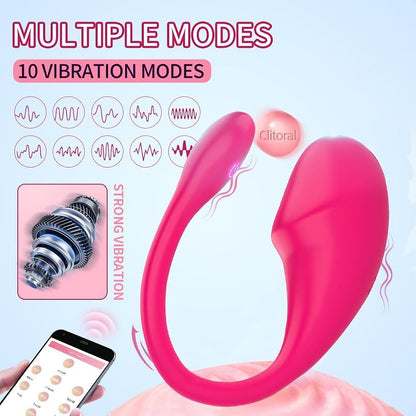 Pink wearable love egg with ten vibration modes and app controls