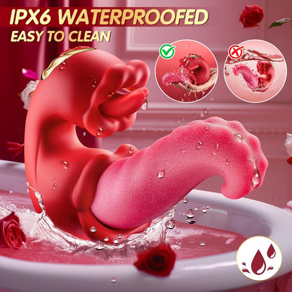 Rose X4 Dual-Stimulation Massager with Tongue Motion & 10 Vibration Modes