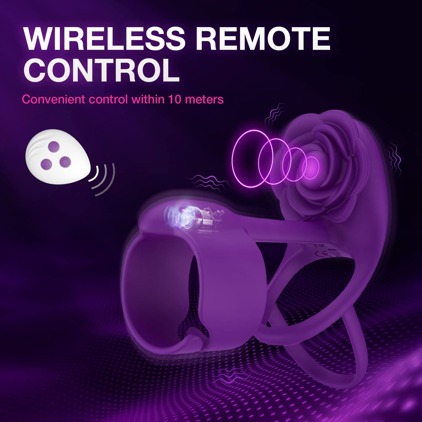 ST-CR-RV10 3-in-1 Rose Penis Ring – Dual Motors, Remote Control & IPX7