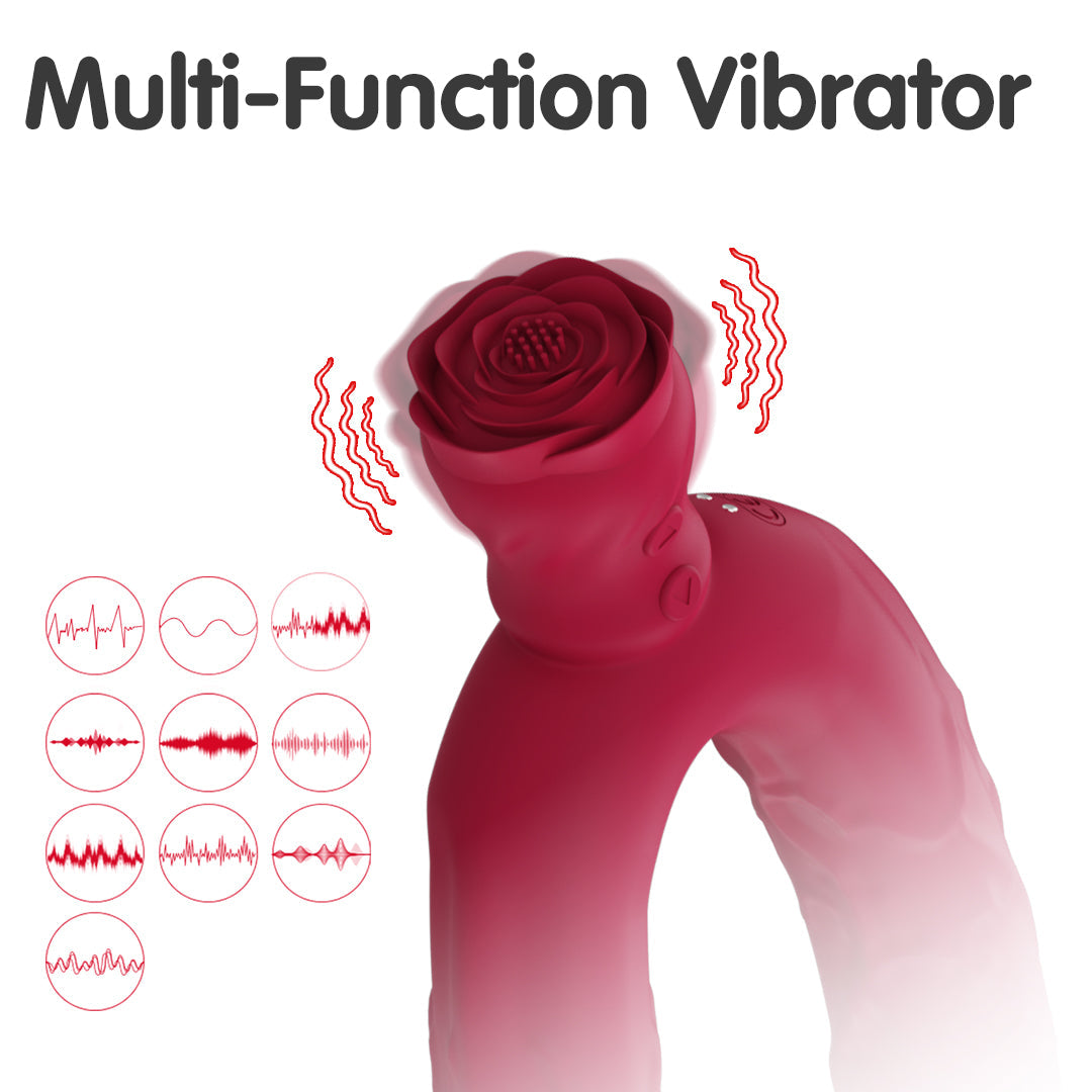 Y-Lover Double-Sided Rose Bloom Vibrator – Dual-End Dildo for Internal & External Pleasure